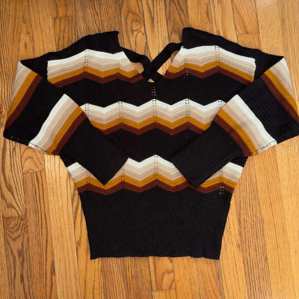 Chevron Knit Sweater with Stripes